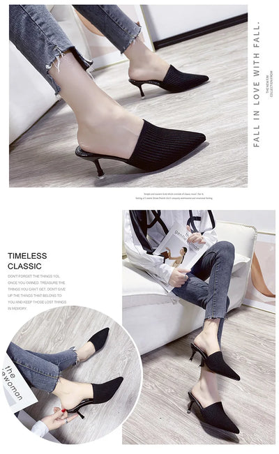 Comemore 2025 New Women's Summer Mules Fashion Female Flipflop Yellow Office Slippers Flat Sandals Women Spring Slides Shoes 43
