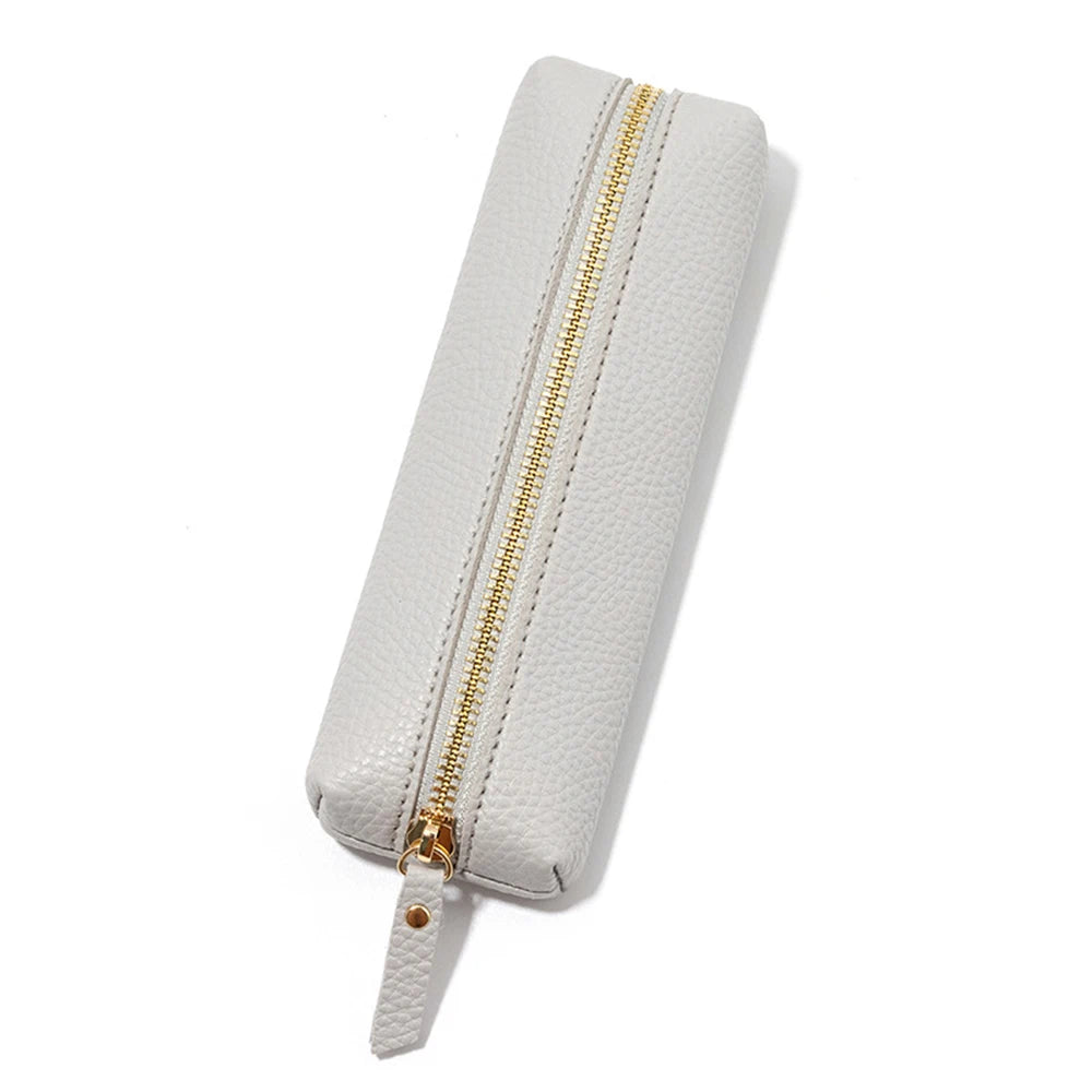 Large Capacity Pen Bag PU Leather Pen Case Korean Stationery Holder Storage Box Zipper Pencil Pouch Student School Supplies
