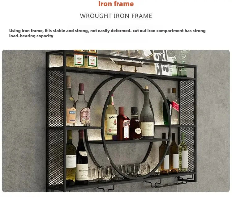 Wall Mount Wine Rack Bottle Wine Bar Cabinet Holder Adapt Single Miniature Black Cup Glass Storage Wine Cabinet Decor Szafeczki
