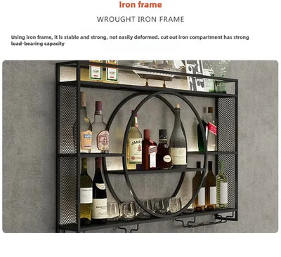 Wall Mount Wine Rack Bottle Wine Bar Cabinet Holder Adapt Single Miniature Black Cup Glass Storage Wine Cabinet Decor Szafeczki