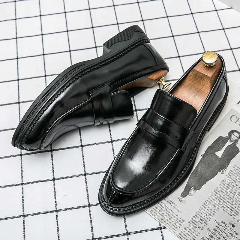 Premium Silver Business Shoes Men's Oxford Shoes Leather Brand Loafers Slip On High Quality Wedding Shoes Soft Sole Dress Shoes