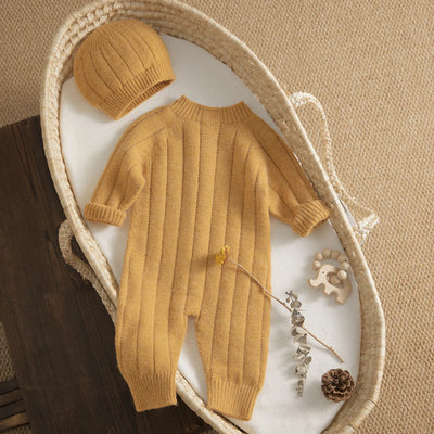 Ma&Baby 0-18M Warm Baby Clothing Knit Romper Newborn Infant Toddler Boy Girl Long Sleeve Jumpsuit + Hat Fall Spring Outfits