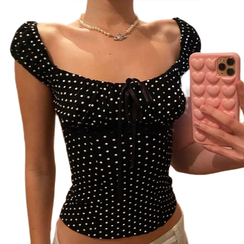 Retro Cute Square Collar T-Shirt