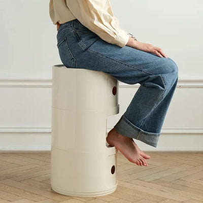 Nordic Bedside Table Portable Creative Round Storage Cabinet Bedroom Multi-Layer Modern Simple Plastic Nightstand Storage Locker