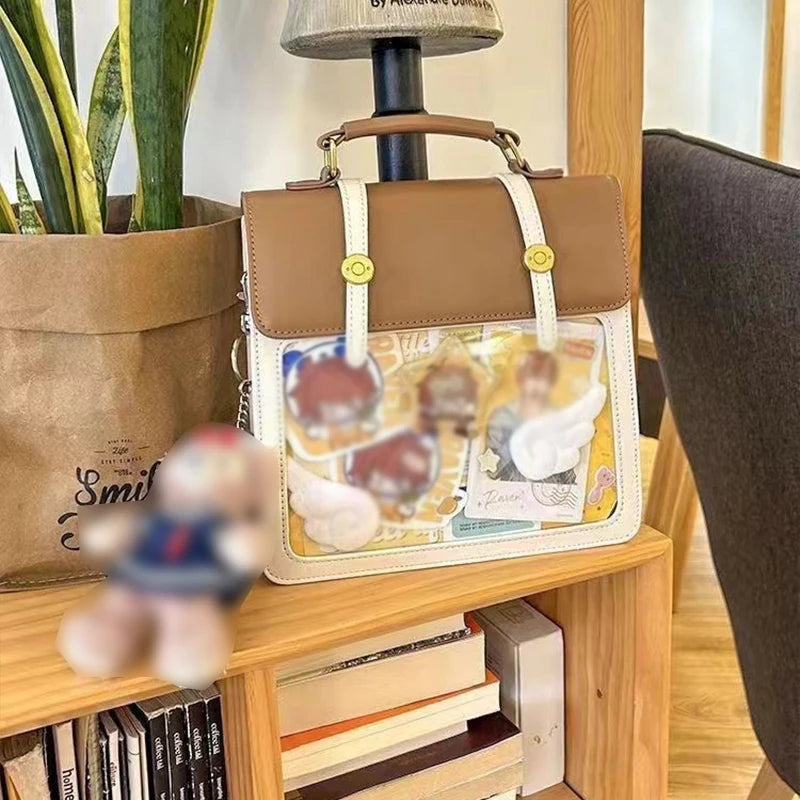 New Japanese Jk Itabag Harajuku Pain Bag For Women PU Transparent Pocket Itabag High School Girls Uniform JK Ita backpack