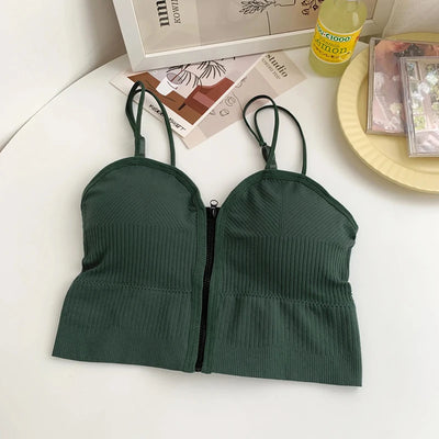 Zipper Front Crop Top