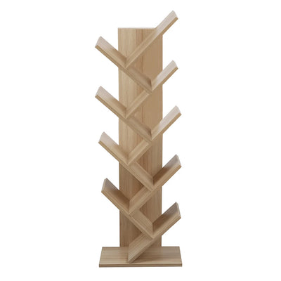 Rustic Standing Tree Bookshelf Wood Display Rack For Home Office Decoration Storage Organizer Shelf Bookcase