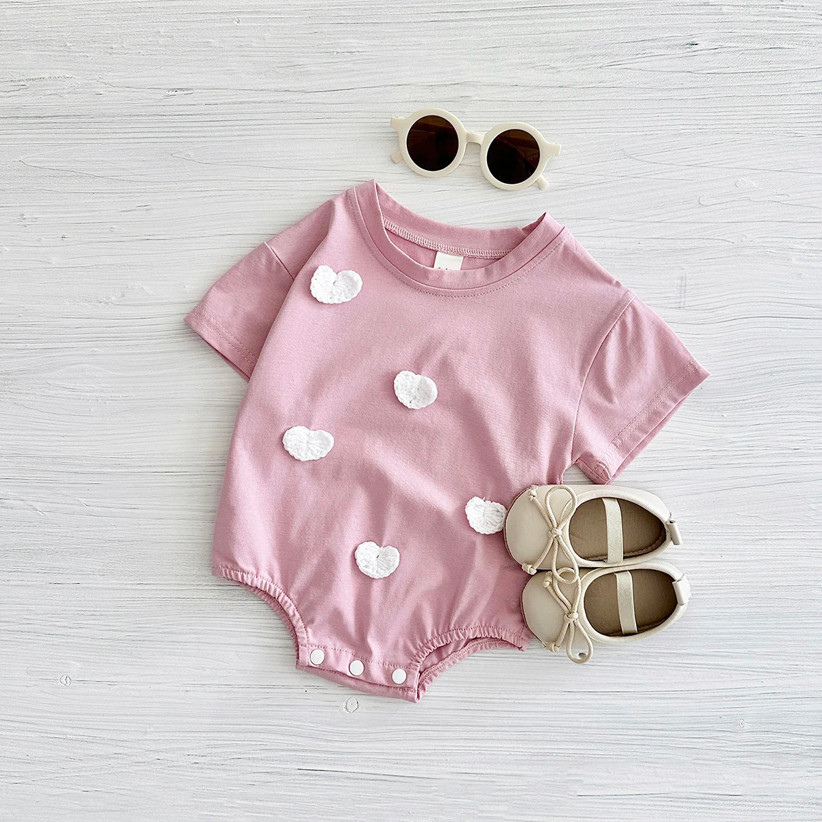New Summer Infant Short Sleeve Romper Baby Triangle Bodysuit Clothes Baby Girl Jumpsuit Love Cloud Pattern Cartoon Boy 0-18M