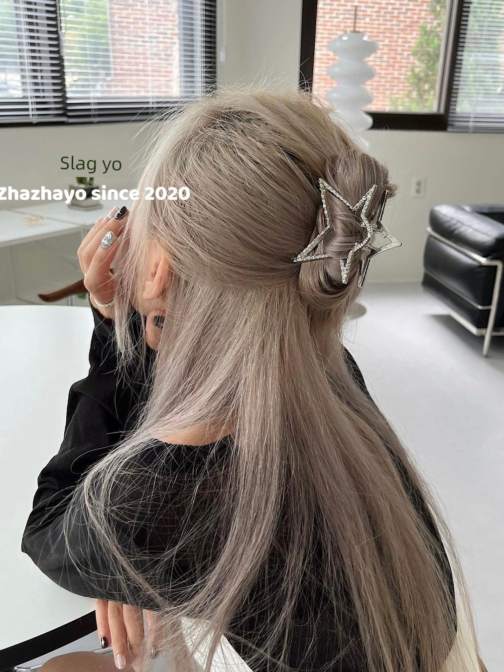 Y2g Sexy Ins Niche Style Sweet Cool Five-Pointed Star High Ponytail Back Head Metal Grip Shark Clip Hairware Hair Accessories