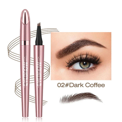 4 Fork Tip Eyebrow Pencil 3D Microblading Waterproof Dark Brown Natural Colour Fine Stroke Magic Eyebrow Pencil 2024 New Ladies
