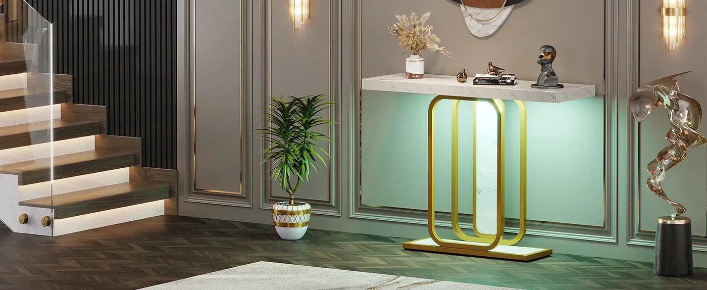 Modern Console Table, Entrance Table, Foyer Table for Entrance, Living Room, Hallway(without light strip)