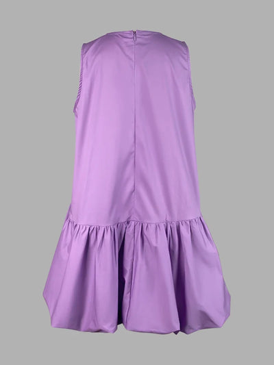 Krisstargirl Womens Summer Bubble Mini Dress 2025 High Waisted Sleeveless Flare Skirt Cotton Short Casual Dresses for Woman