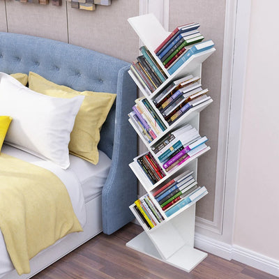 Rustic Standing Tree Bookshelf Wood Display Rack For Home Office Decoration Storage Organizer Shelf Bookcase
