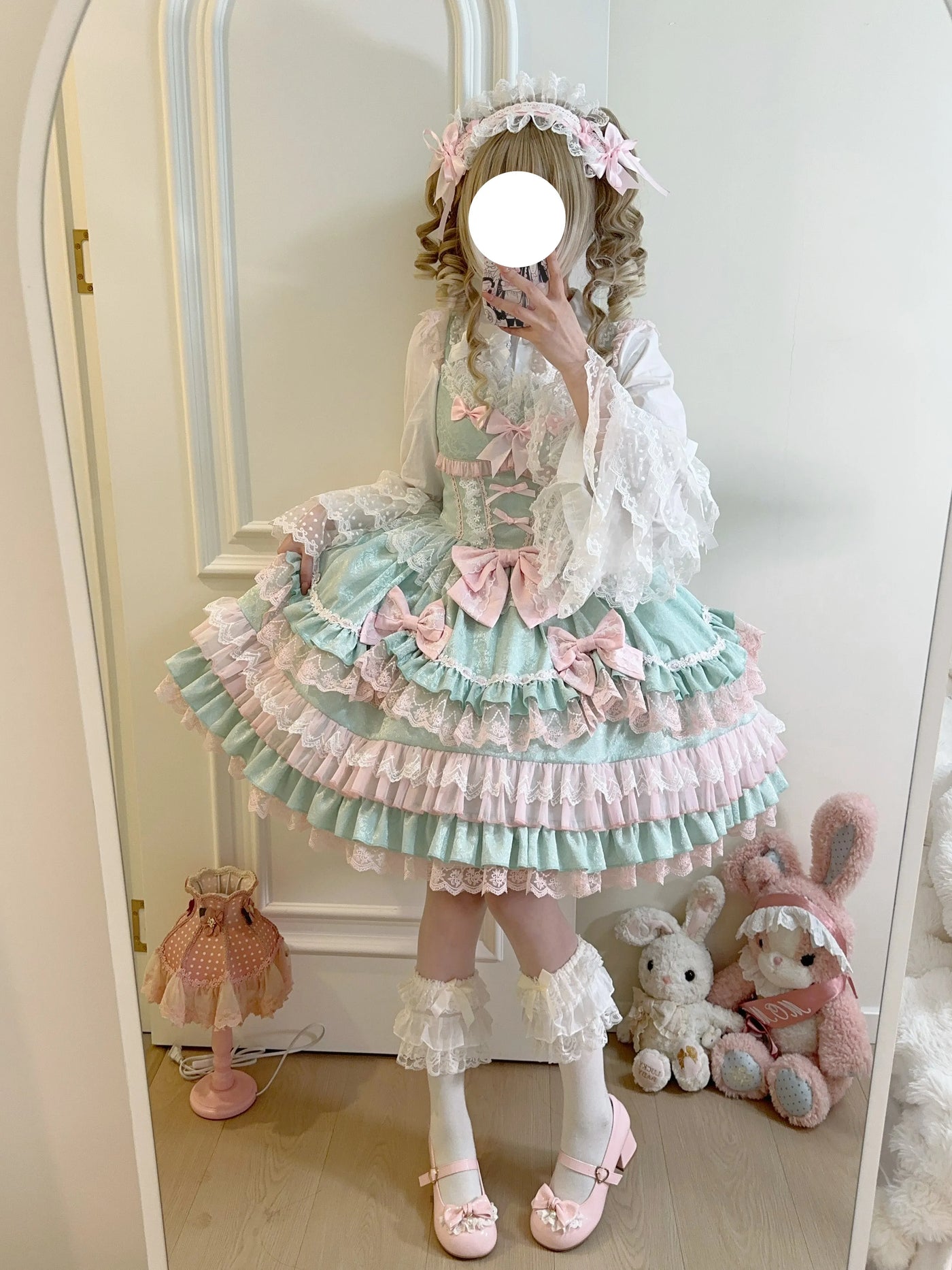 Original Lolita Dress Set Doll Feeling Girl Women's Sweet Jsk Suspender Dress Princess Fairy Lace Bow Sling Cake Dresses