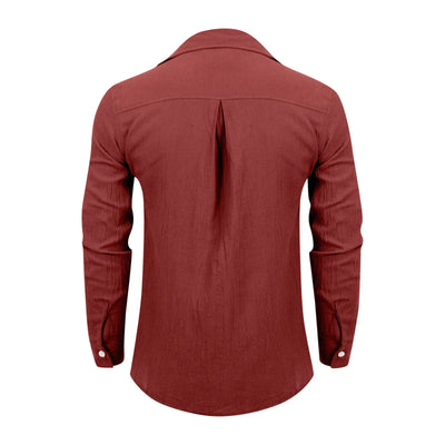 Loose Shirts Men'S Lightweight Long Sleeved Shirt Spring Summer Men'S Casual Cotton Linen Solid Color Long Sleeve Shirts