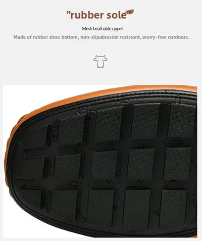 High-end Top-grain Cowhide Korean-style Bean Shoes, Men's Genuine Leather Breathable Business Casual Leather Shoes, Men's Shoes