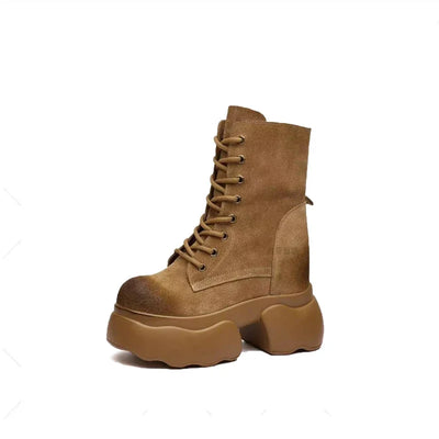 Ankle Boots Women Shoes Platform Sneakers Designer High Heels 2024 Trend Suede Snow Boots Autumn Lace Up Sport Pumps Botas Mujer