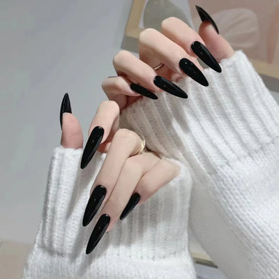 24Pc Leopard Print French False Nails Long Stiletto Press on Nails with Steel Ball Fake Nail Sweet Cool Detachable Nail Tips Art