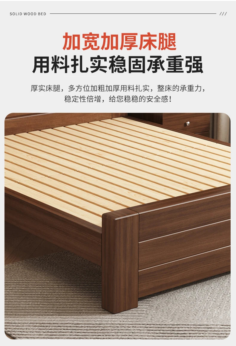 Wooden Cheap Storage Bed Bedroom Elegant Pretty Luxury Full Size Frame Bed Bases Queen Home Cama Box Casal House Accessories