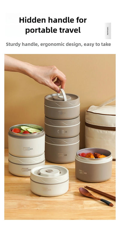Microwavable Portable Insulated Food Container Lunch Box Stainless Steel Bento Box Insulated Leakproof Thermal Lunch Bag Set