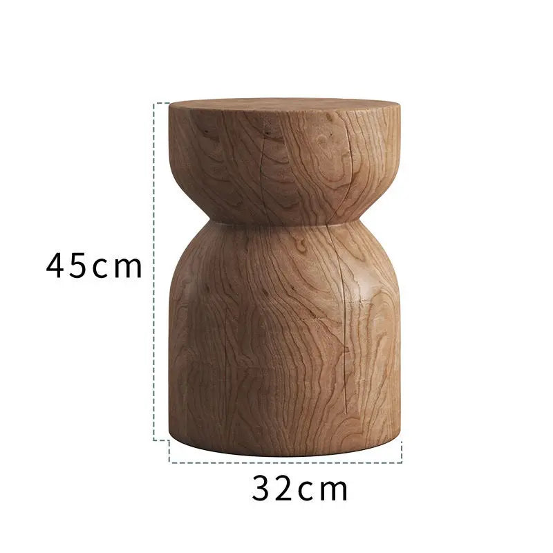 Solid Wood Stump Stool Rustic Wooden Pier Side Table Nordic Round Log Seat Boho Home Decor Accent Creative Living Room Footrest