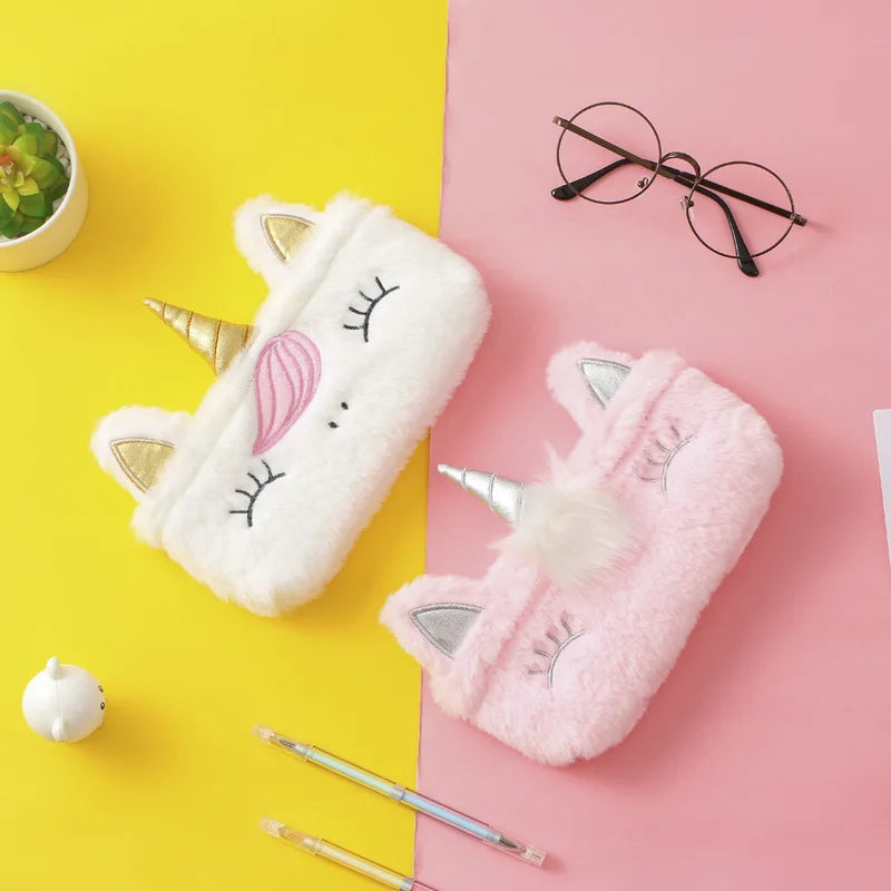 Plush Unicorn Cute Pencil Case Licorne Kawaii Girls Estuche Para Lpices for Trousse Astuccio Canvas Scolaire School Cartuchera
