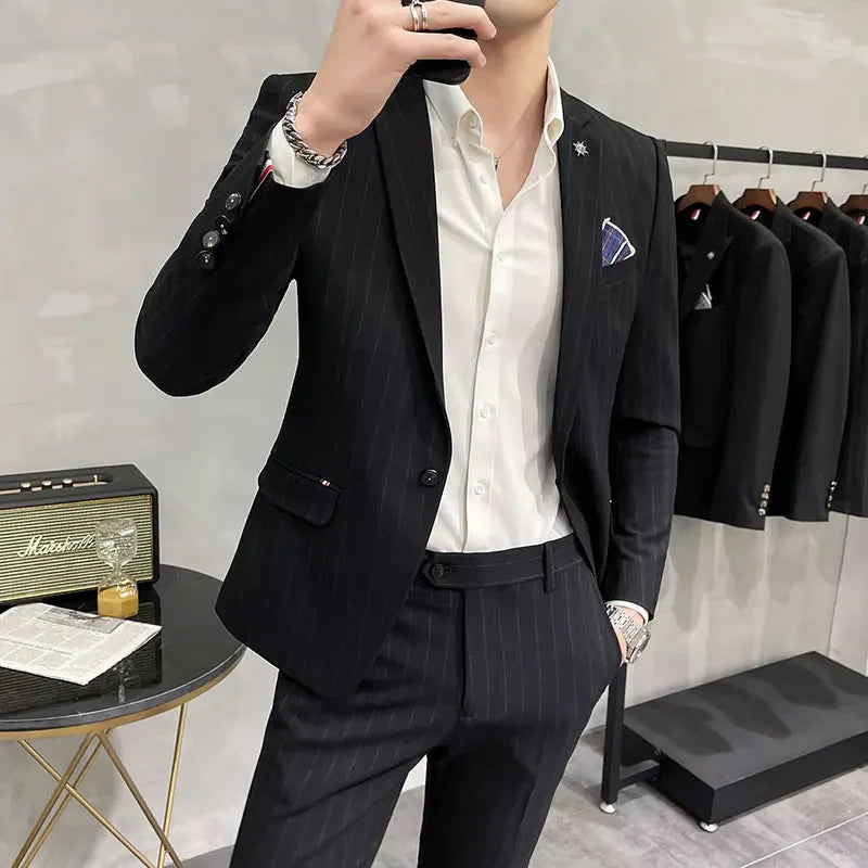 High-Quality Two-Piece Groom Wedding Suit Business Casual Banquet Costume for Men Luxury Ensemble with Trousers
