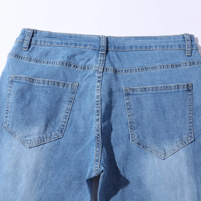 Punk Denim Pants Men Jeans Skinny Ripped Hole Patchwork Slim Pencil Denim Hip Pop Trousers Autumn Plus Size Streetwear Men's