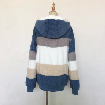 Oversized Jacket for Women 2023 New Autumn Winter Warm Plush Pocket Hooded Streetwear Loose Lady Outerwear Coat Roupas Feminina