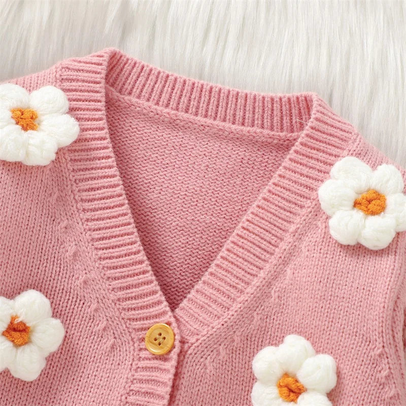 Baby Girls Cardigan Princess Long Sleeve Knit Jacket Cute Girls Sweater Coat Winter Infant Knitted Cardigan Baby Knit Clothes
