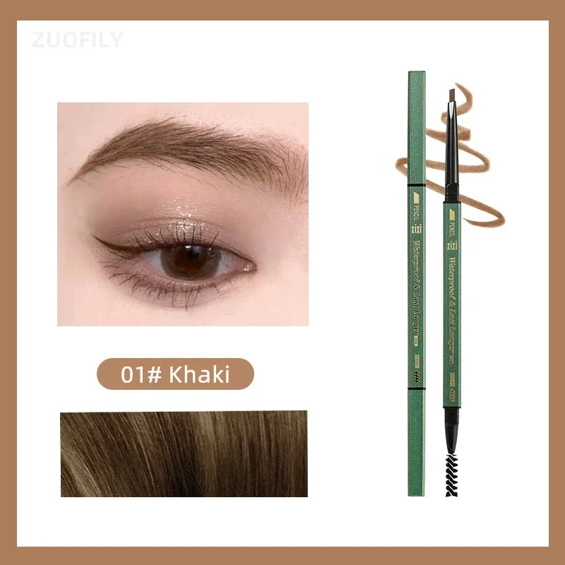 2 In1 Fine Triangle Eyebrow Pencil Eyebrow Brush Long Lasting Waterproof Sweatproof Ultra Precise Brow Definer Eye Brow Makeup