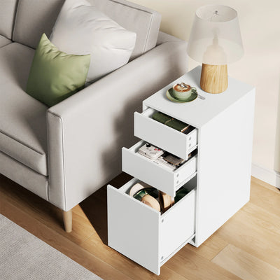 Bedside Table Solid Wood Bedside Cabinet Filing Cabinet with 3 Drawers Modern Wooden Sofa Table for Bedroom Living Room