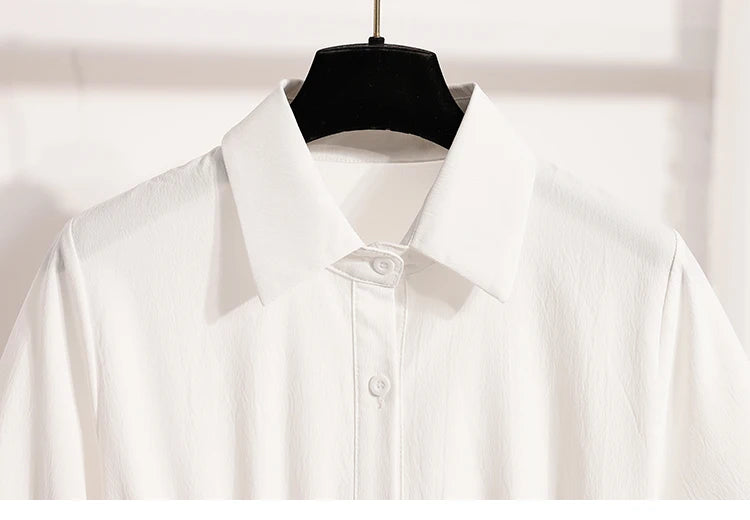 Plus Size Polo Shirt Women Summer 2025 New Korean Style Large Size Loose Chiffon Blouse Women Slim Waist Casual Tops Female