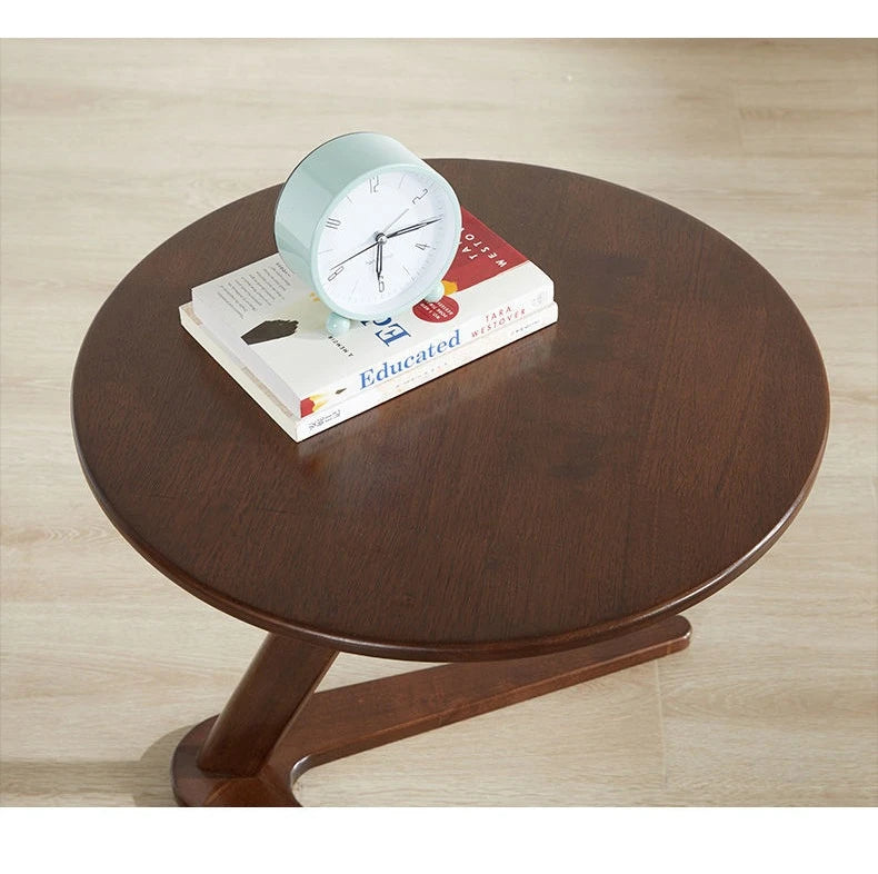 Nordic Style Solid Wood Side Table Sofa Side Table Living Room Small Coffee Table for Small Spaces Bedroom Rustic Walnut