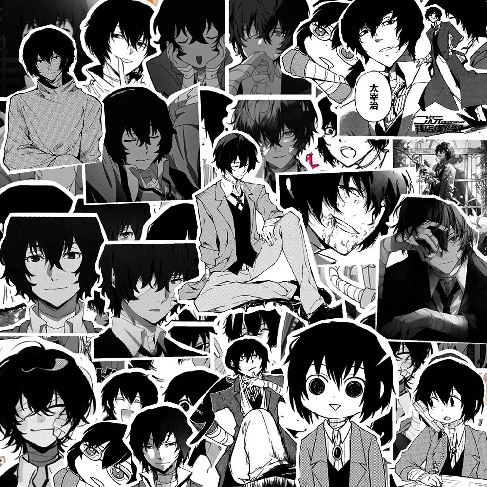 10/30/70pcs Anime Bungo Stray Dogs Stickers Cartoon Decals DIY Luggage Stationery Phone Cool Black White Graffiti Sticker Decor