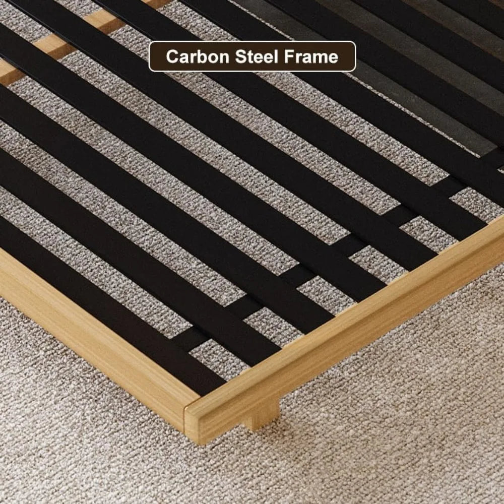 homary japanese style king floor bed frame, 5.9" low profile tatami platform bed with carbon steel slats & wood-finished metal f