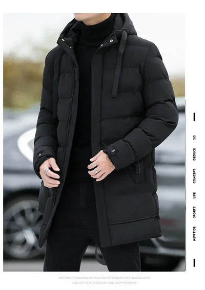 Male Outwear Winter Coats New Slim Fit Jackets Winter Jackets Men Hooded Casual Long Down Jackets Thicker Warm Parkas Size 4XL