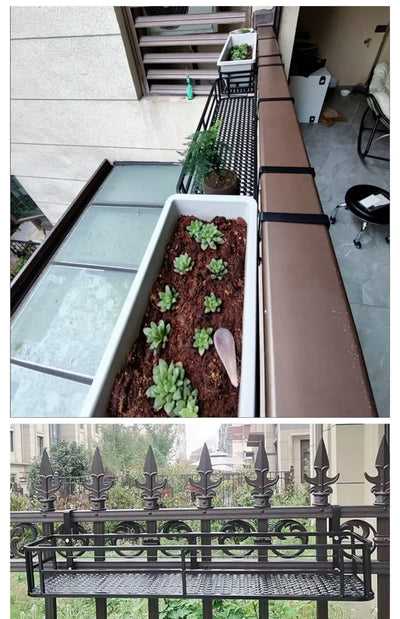 Elegant European-Style Flower Stand Expansive Iron Art Balcony Rail Organizer Decorative Hanging Pot Holder Urban Green Space