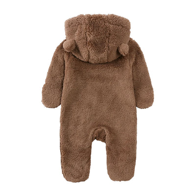 2025 Baby Winter Thick Romper Cotton Warm Long Sleeve Girl Jumpsuit Clothes 0-24M Newborn Boy Bear Fleece Hooded Pyjamas