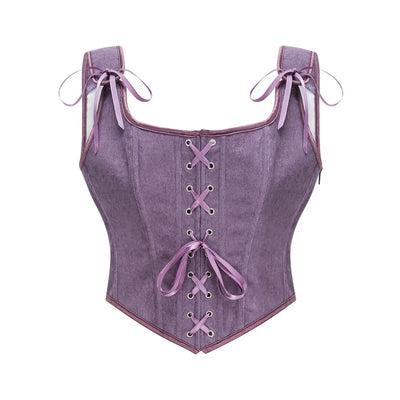 Women's Retro Lace Up Corsets with Straps Steampunk Bustier Crop Top Women Body Shaper Slimming Vest