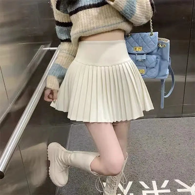 Women's High Waist Pleated Mini Skirt Summer A-Line White Anti Slip Design Skirt for Petite Figure Flattering Y2k Kawaii Skirts