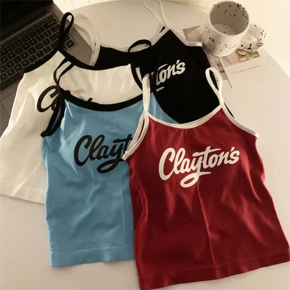 All-Match with Pads Letter Printed Tank Top