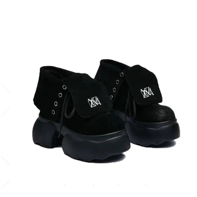 Ankle Boots Women Shoes Platform Sneakers Designer High Heels 2024 Trend Suede Snow Boots Autumn Lace Up Sport Pumps Botas Mujer