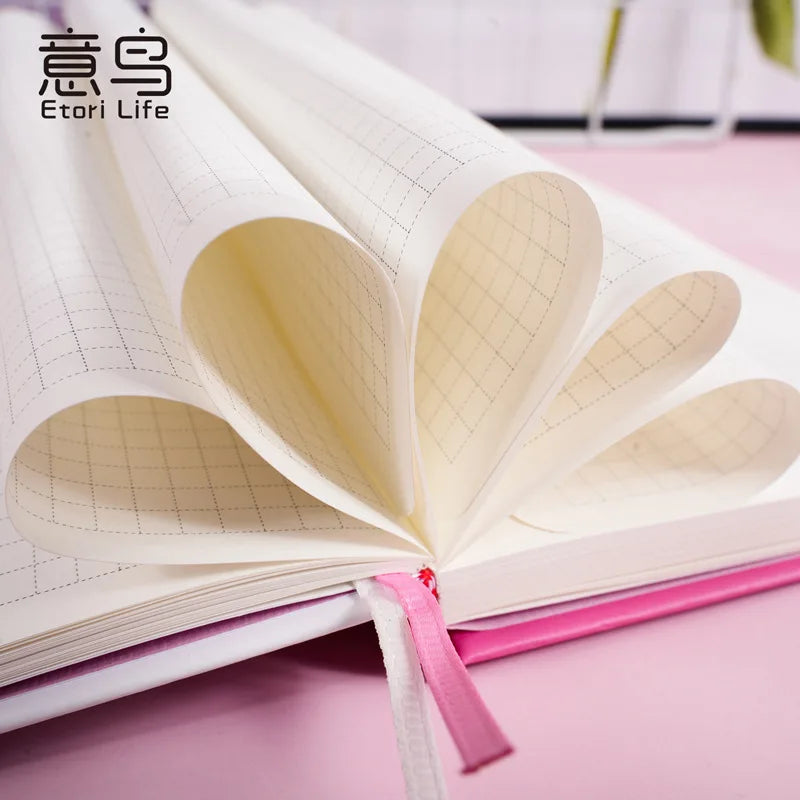 Etori Life Cute Cartoon Girl Notebook Creative Kawaii Student Stationery DIY Drawing Book，Notepad, Line book，Grid Notebook