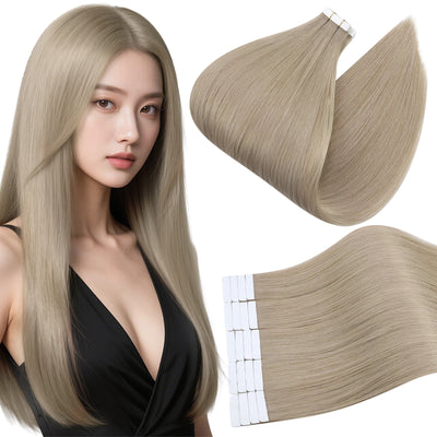 [New Color] Full Shine Tape in Hair Extensions Human Hair Brazilian Remy Straight Hair Extensions 20 Pcs 50G for Women
