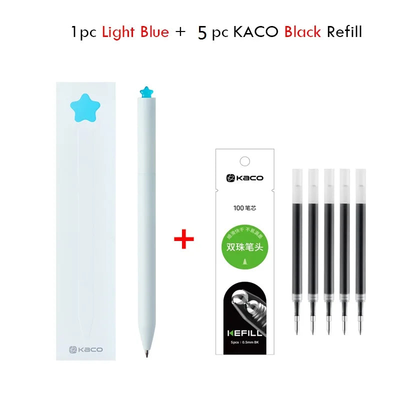 KACO Kawaii Rotate Gel Pens Stationery Caneta 문구용품 0.5MM Black Ink канцелярия Fluent Writing High Capacity for School Office ﻿