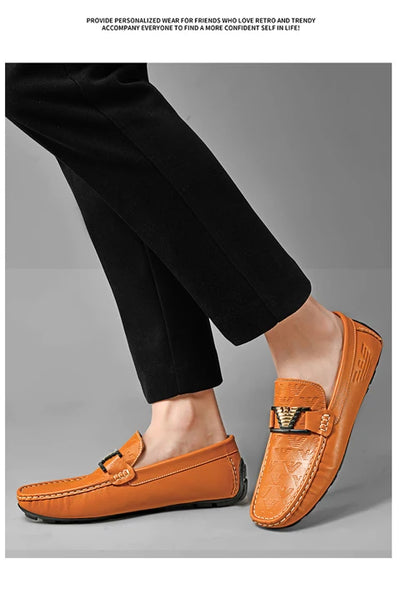 High-end Top-grain Cowhide Korean-style Bean Shoes, Men's Genuine Leather Breathable Business Casual Leather Shoes, Men's Shoes