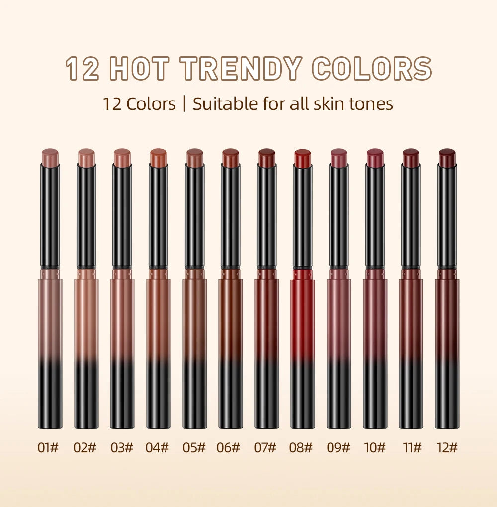 New Velvet Matte Lipstick Long Lasting Waterproof Lipstick Non-Stick Cup Lip Stain Tint Cosmetics Lip Pencil Liner Makeup
