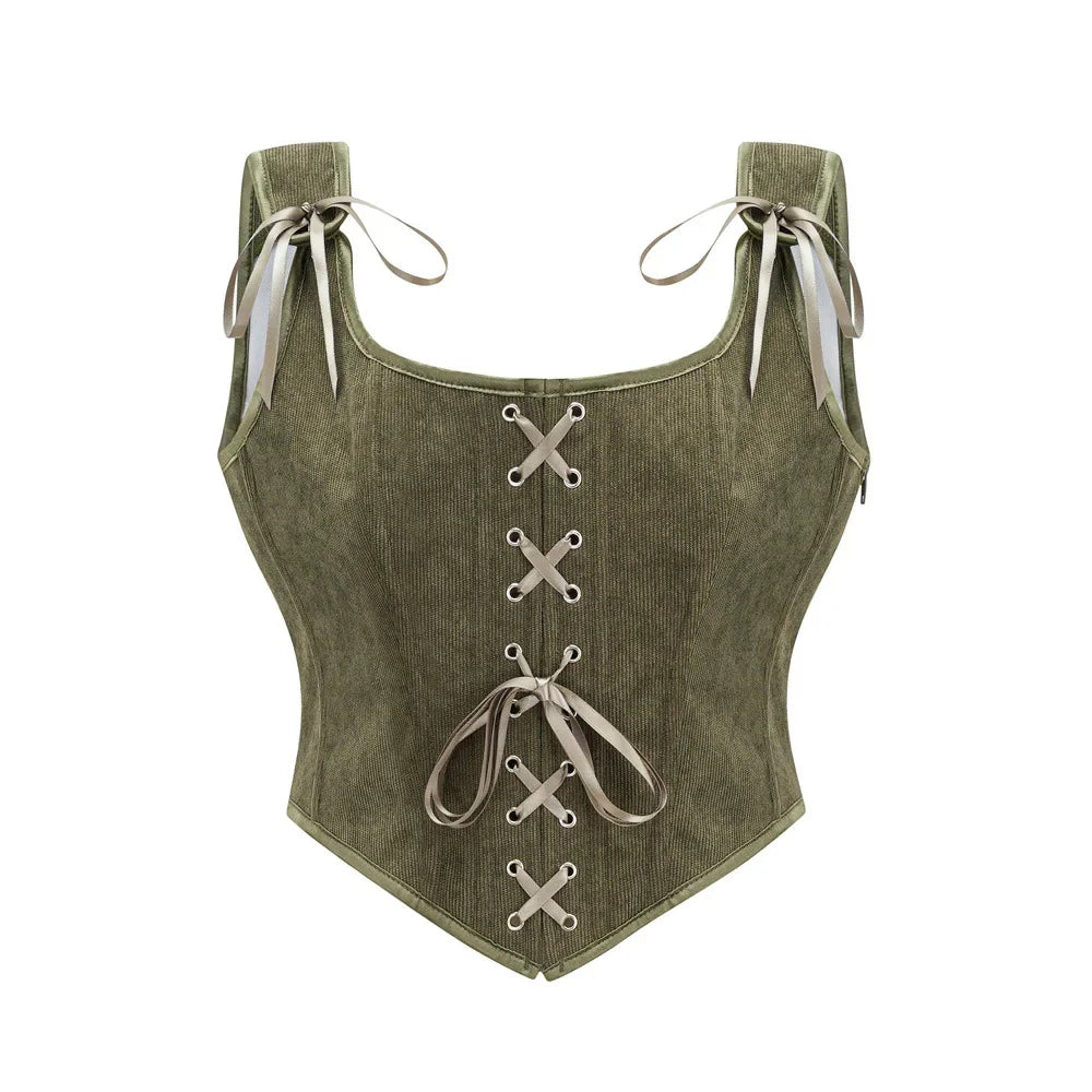 Women's Retro Lace Up Corsets with Straps Steampunk Bustier Crop Top Women Body Shaper Slimming Vest