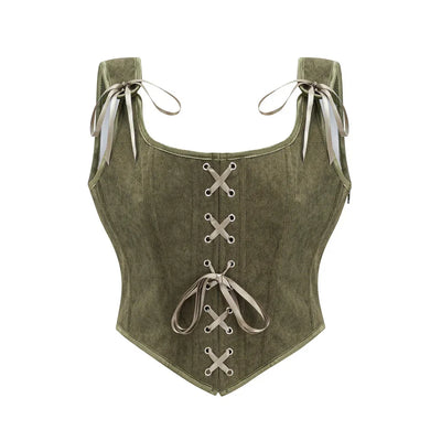 Women's Retro Lace Up Corsets with Straps Steampunk Bustier Crop Top Women Body Shaper Slimming Vest